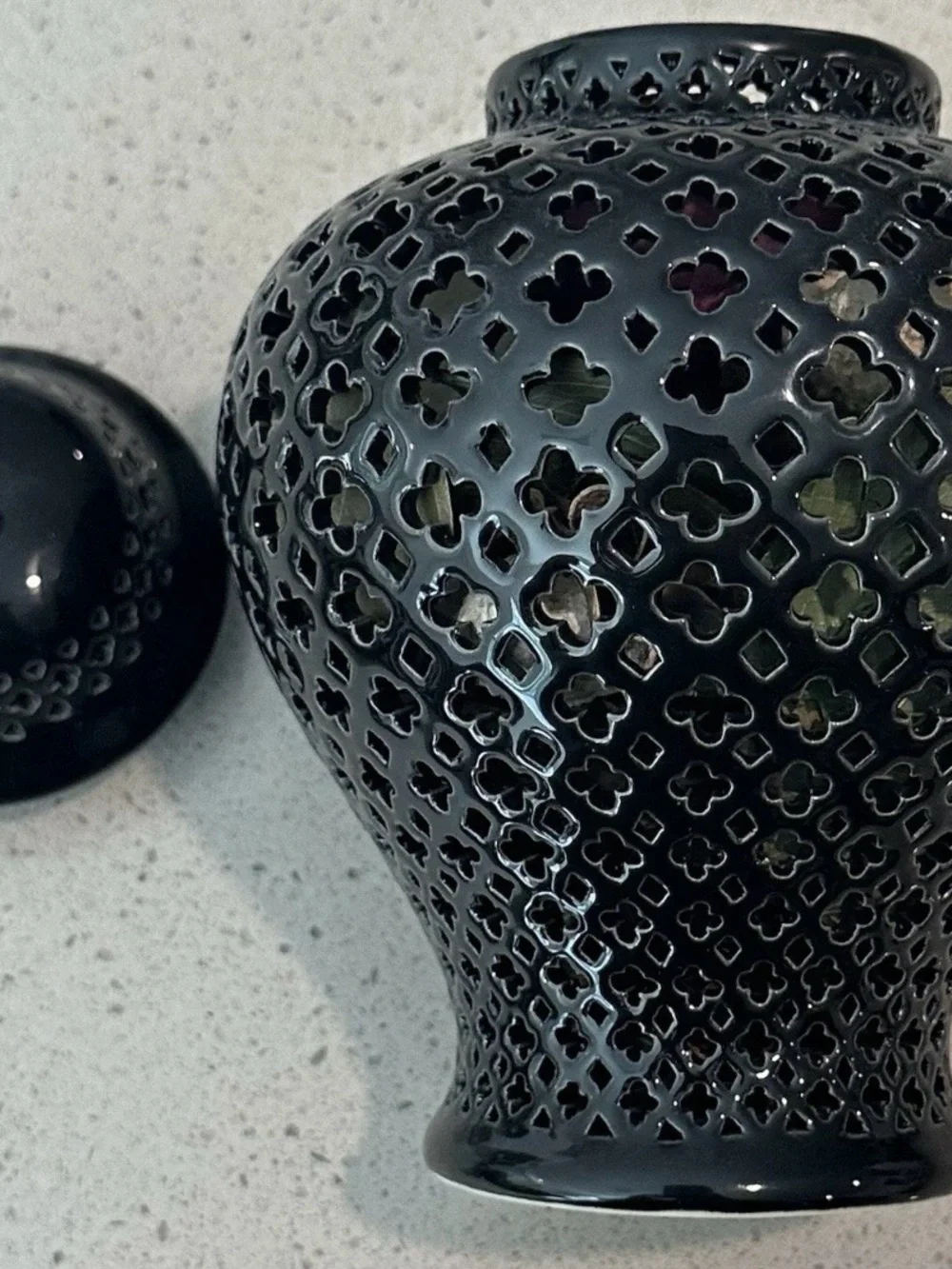 Two's Company Black Textured Ceramic Ginger Jar